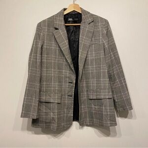 Zara Gray Plaid Blazer